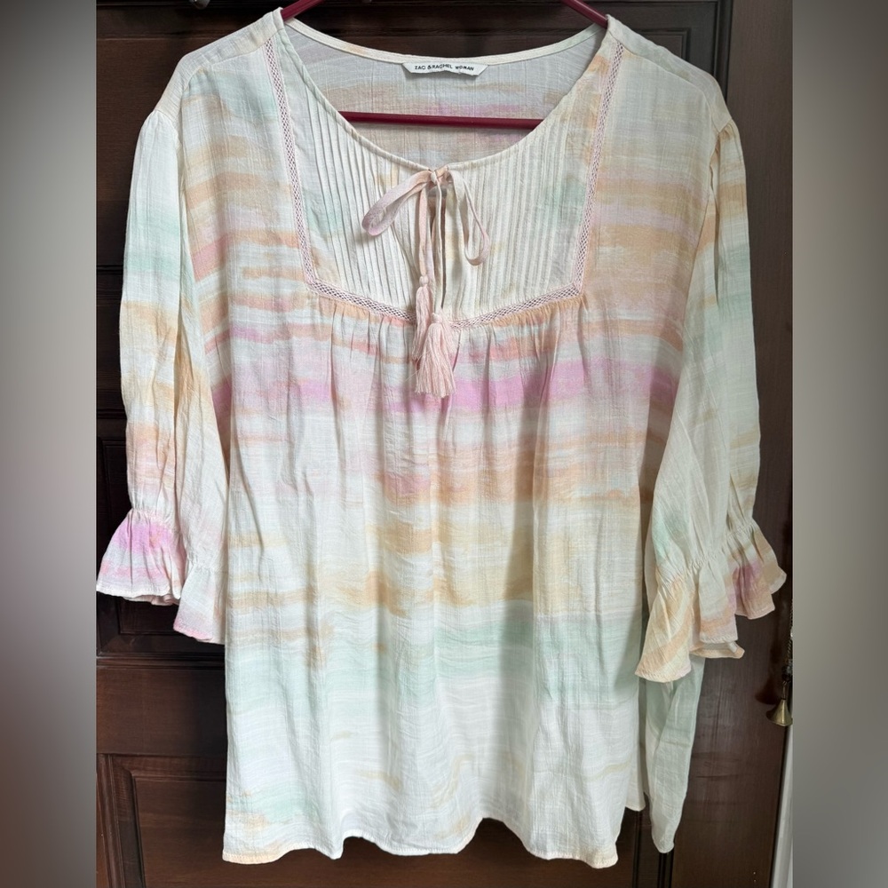 Zac & Rachel Plus Multicolor Ombré Blouse